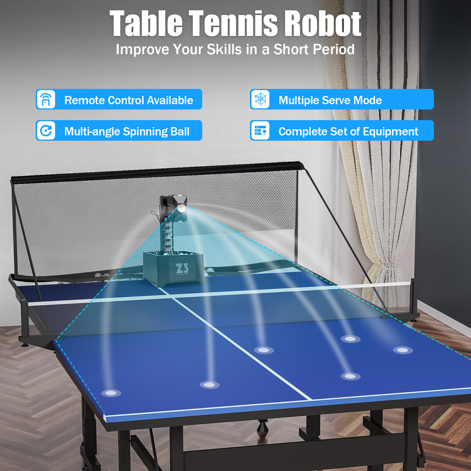 Table Tennis Vr - Table Tennis Robot with Net&100 Ball