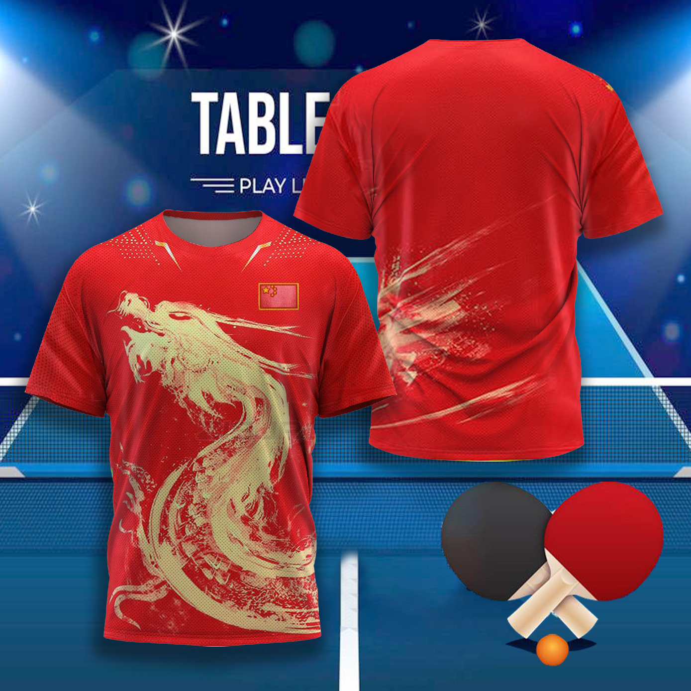 Table Tennis Shorts - CHINA Dragon Table Tennis Graphic T