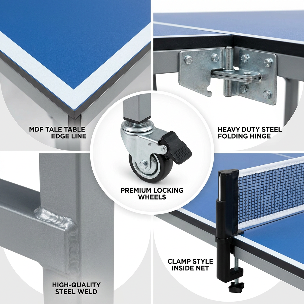 fj-Folding Ping Pong Table wit - огляд і ціна Table Tennis Logo