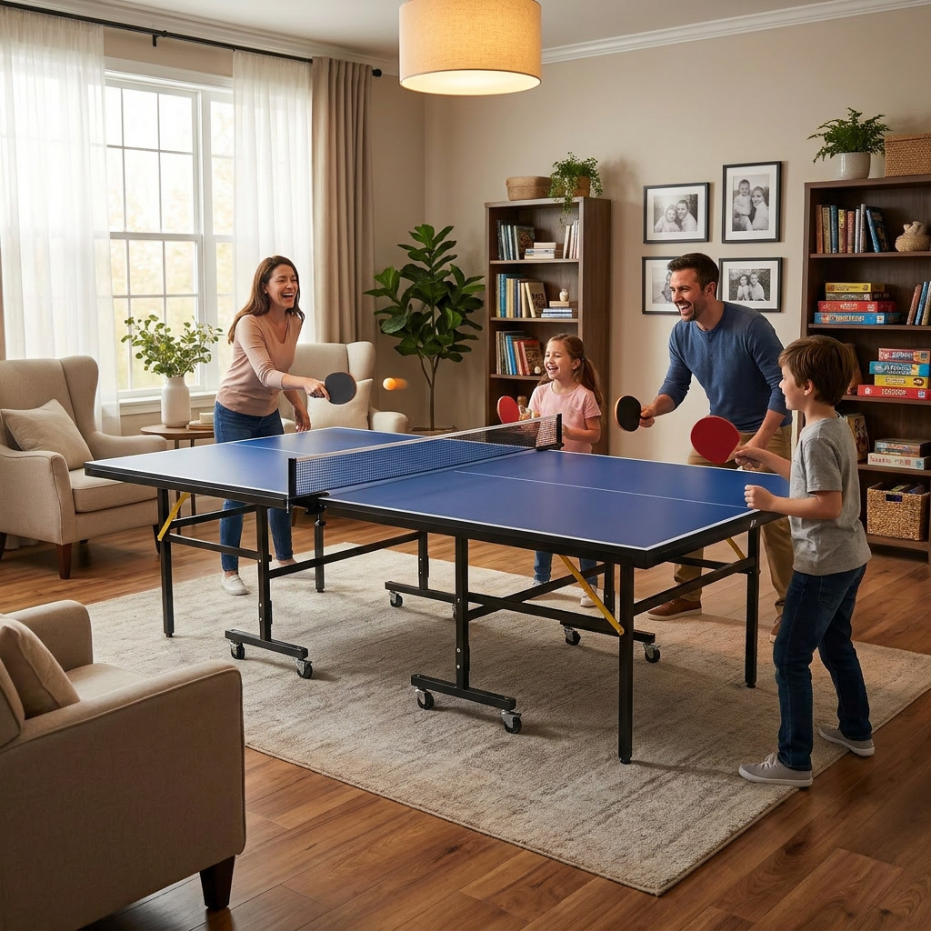 fj-Folding Ping Pong Table wit - огляд і ціна Table Tennis Logo